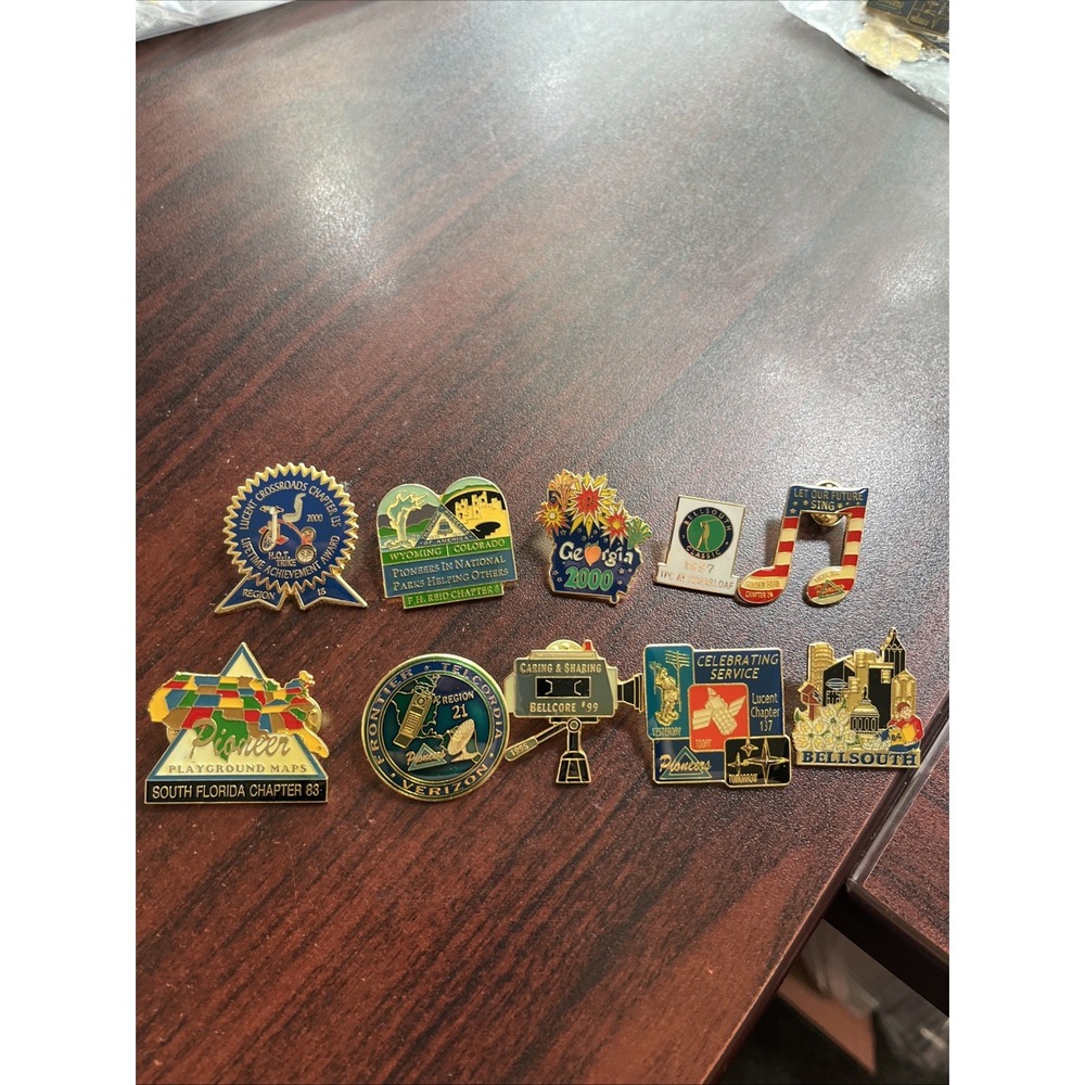 Lot Of 10 AT&T Pioneers BellSouth Telephone Company Lapel Hat Pins Z10